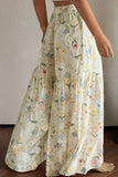 Floral Print Tiered Wide-Leg Pants