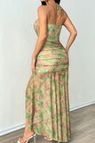 Sheer Mesh Sweetheart Ruched Maxi Dress