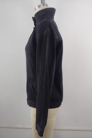 Stand Collar Asymmetric Button-Front Jacket