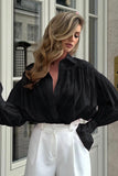 Gathered Sleeve Button-Up Shirt