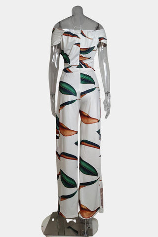 Off-Shoulder Floral Print Jumpsuit