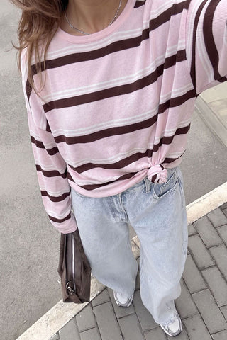 Striped Crew Neck Long Sleeve Top