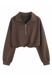 Zipper Collar Crop Sweatshirt