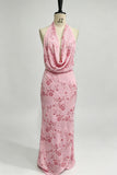 Halter Neck Floral Sequin Bodycon Dress
