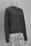Ribbed Crew Neck Button-Front Cardigan