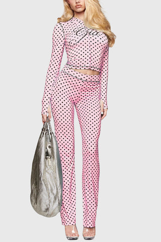 Polka Dot Hoodie and Flare Pants Set