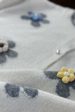 Floral Applique Button-Front Knit Cardigan
