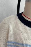 Striped Button-Front Ruffle Cuff Cardigan