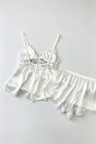 Lace Trim Satin Cami Pajama Set