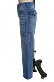 Washed Side-Pocket Straight Jeans