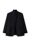 Plaid Stand-Collar Single-Button Blazer