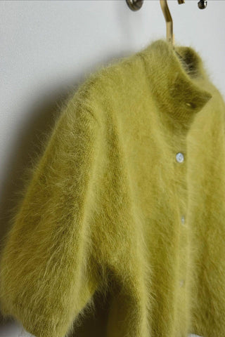 Mock Neck Short Sleeve Button Front Cardigan
