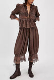 Lace-Trimmed Peplum Pants Set