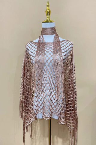 Open-Knit Fringe-Detail Top