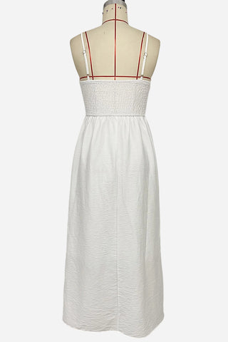 Lace-Trim Spaghetti Strap Midi Dress