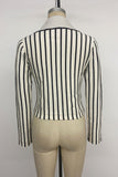 Striped V-Neck Button-Front Crop Cardigan