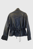 Drawstring Waist Faux Leather Jacket