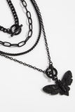 Layered Chain Moth Pendant Necklace