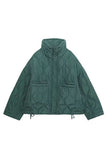 Quilted Stand-Collar Zip Front Jacket