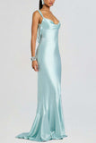 Satin Cowl Neck Mermaid Maxi Dress