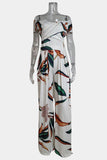 Off-Shoulder Floral Print Jumpsuit