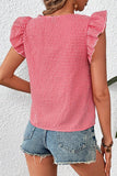 Gingham Ruffle-Sleeve Blouse