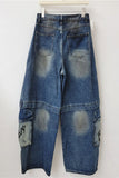 Script Print Cargo Pocket Baggy Jeans