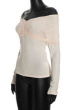 Sheer Ruched Off-Shoulder Long Sleeve Blouse