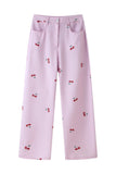 Print Sleeveless Peplum Top and Wide-Leg Pants Set