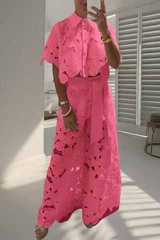 Floral Lace Pants Set