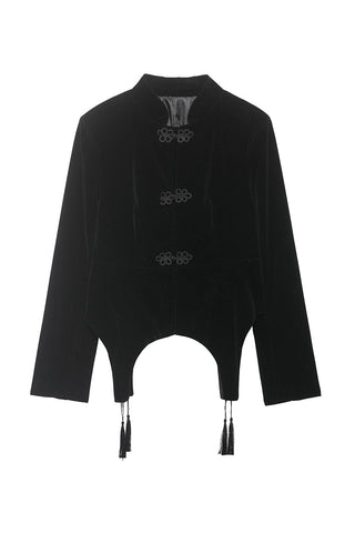 Velvet Frog Button Tassel Jacket