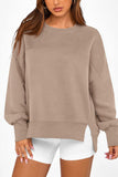Crew Neck Side Slit Sweatshirt