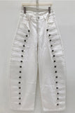 Button-Front High-Rise Wide Leg Jeans