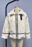 Contrast Trim Zip-Up Sherpa Jacket