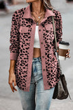Leopard Print Ribbed Button-Front Shacket