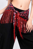 Leopard Sequin Fringe Wrap Belt