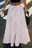 Polka Dot Tiered Drawstring Maxi Skirt