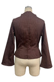Striped Mock Neck Belted Blouse