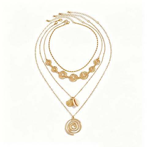 Spiral Shell Layered Necklace