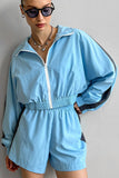 Zip-Up Crop Jacket and Shorts Set