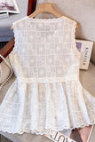 Button-Front Lace Tank Top