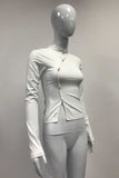 Mock Neck Keyhole Button-Front Blouse