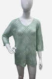 Crocheted V-Neck Batwing Top