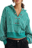 Striped Hooded Crop Sweatshirt