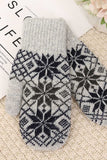 Snowflake Knit Ribbed Cuff Mittens