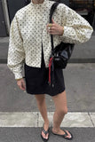 Polka Dot Mock Neck Crop Jacket