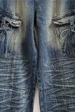 Distressed Cargo Pocket Baggy Jeans