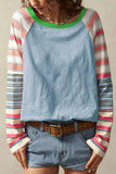 Contrast-Striped Long Sleeve Top