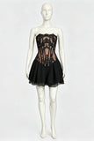 Lace Corset Top and Ruffle Mini Skirt Set
