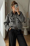 Herringbone Fuzzy Dot Zip-Up Jacket